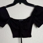 ZARA  Women‎ Size Medium Black Crop Knit puffy sleeves Shirt Photo 0