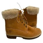 Timberland  Leather Glitter Fur Tan Brown Boots Size 8 Women's Lace Up Casual Photo 0