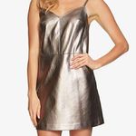 1. State NEW NWT  Spaghetti Strap Metallic Slip Dress Silver Vegan Faux Leather 2 Photo 5