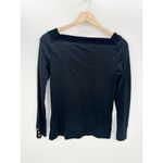 Ralph Lauren Lauren Women Black Velvet Trim Long Sleeve Shirt Square Neckline M Photo 1