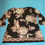Ann Taylor  square neck floral print brown cream white orange red trendy size XL Photo 1