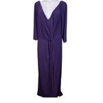 Oleg Cassini 
Three-Quarter Sleeve Wrap Front Sheath Gown
Size 22W Color:eggplant Photo 3