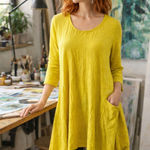 Alembika Asymmetric Crinkle Tunic / Dress – Chartreuse Yellow Photo 0