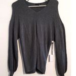1. State  Balloon Sleeve Ribbed V-Neck Pullover Sweater Medium Grey XS NEW Photo 1