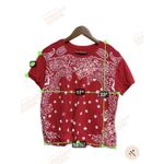 Lucky Brand 301-001 Shirt Women Medium Red Short Sleeve American Bandana Print M Photo 3