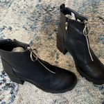 public desire Gospel Black PU Zip Up Chunky Heeled Ankle Boots Photo 12