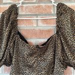 Buddy Love Nora Mini Dress Puff Sleeves Cheetah Print Women’s Large Black Tan Photo 6