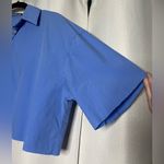 ZARA  Oversized Blue Cut Off Crop Button Up Shirt Small Photo 3