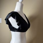 Black Ruffle Sleeve Swimsuit Swim Bikini Crop Top Size Medium Photo 4