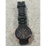 Geneva Watch Black Silicone Band Gold Accents Women's Fashion Wristwatch Photo 1