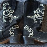 Agave Sky Black Leather Pointed Toe Embroidered Western Boots Size 5 Cowboy Heel Photo 5