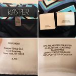 Kasper  Abstract Print Pencil Skirt Back Slit Navy Blue Teal 10 Photo 7