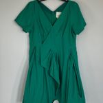 Anthropologie Maeve  Seamed Poplin Origami Pleated Green Dress Size 14   Photo 0