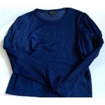 Lucky Brand  Balloon Peasant Long Sleeve Blouse Sweatshirt Navy Blue Size Medium Photo 3