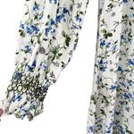 ZARA  Ivory Floral Linen Smocked Long Sleeve Cottage Prairie Maxi Dress Size S Photo 4