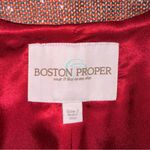 Boston Proper  Tweed Blazer Brown & Red Suit Jacket w/ Tan Floral Trim Photo 7
