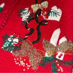Victoria Jones Vintage Women’s Size L Red Green Bead Embellished Candles Vest Size L Photo 3