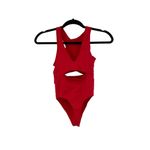 Colsie Bodysuit Womens XS Red Cut Out Ribbed Knit Sleeveless Pullover NWT Photo 3