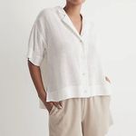 Madewell NWT  Cotton Mesh White Camp Shirt Photo 8