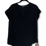New York & Co. Black Semi Sheer Short Sleeve Blouse | Size M Photo 0