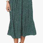 Exlura  Green Polka Dot Pleated Midi Skirt with Pockets Photo 0