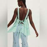 Free People NWT  charlotte tunic in bleached aqua sz medium cotton lacy  tank Photo 1