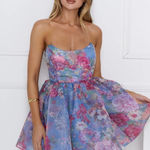 Hello Molly  Floral Mini Dress Strapless Photo 0