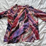 JM Collection Vintage Y2K Womens Size P Large 3/4 Sleeve Abstract Purple Art Cardigan Photo 3