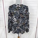 Parker Floral Ruffle Trim V Neck Long Sleeve Blouse Black Multi Small Photo 3