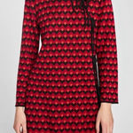 ZARA  Red and Black Chevron Long Sleeve Dress Photo 0