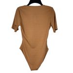 Nasty Gal SZ 4 Such a Square Bodysuit Top Ribbed Short Sleeve Stretch New Photo 2