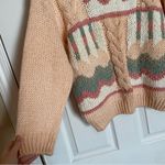Vtg Pastel Cottagecore Sweater Hand Knit Sz Large Orange Photo 4