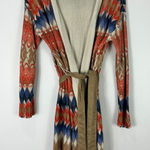 Chico's Cardigan L Southwestern Tribal Chevron Belted Duster Open Front Boho Photo 0