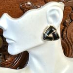 Black and gold tone triangle post earrings Photo 3