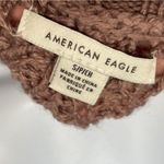 American Eagle  Crochet Cutout Chunky Knit Mauve Slouchy Oversized Sweater Top Photo 6