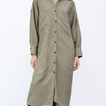 ZARA  Green Linen Blend Shirt Dress with Pockets Size M Photo 0