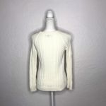 Lands' End Land’s End Women’s Ivory White Sweater Cable Knit Crewneck Pullover Over XSP Photo 2