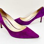 Jimmy Choo Purple Suede Heels Womens 37.5 Slip On Pumps Photo 2