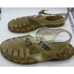 Lacoste Coach Jelly Sandals Womens Gold Glitter Fisherman Buckle 12 Summer Shoes Photo 3