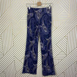 Anthropologie  Maeve Maria Pant Trouser Flared Paisley Print Metallic Blue Size 0 Photo 6