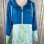 Columbia Windbreaker Lightweight Full Zip Blue Green Yellow-Medium Photo 1