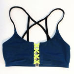 PINK - Victoria's Secret PINK Teal & Neon Green Strappy Swim Bikini Top Photo 0