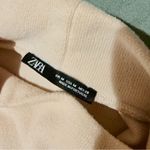 ZARA Cream and blue crew neck crop sweatshirt with "Whatever you want" print Photo 4