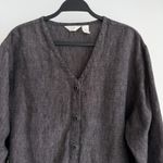 J Jill Linen Jacket Large Brown Taupe Button Up Rustic Lagenlook Boho Earthy Photo 3