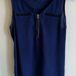 EXPRESS  Navy Blue Preppy Half Zip Business Casual Tank Top Size Women's XS Photo 0
