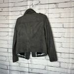 T Tahari Tahari Faux Leather Biker Moto Jacket Charcoal Grey Relaxed Zip Pockets M Lined Photo 8
