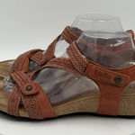 Women's Taos Trulie Woven Braided Leather Wedge Sandal Brick Size 10 Photo 0
