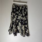 Loft  Black White Floral Midi Skirt Asymmetrical Size 8 Photo 1