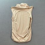 Tunic Top Sleek Sleeveless Mock Neck Ruched Sand Beige Womens Backless Tan Photo 2