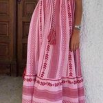 Crochet Knit Boho Maxi Dress Pink Photo 0